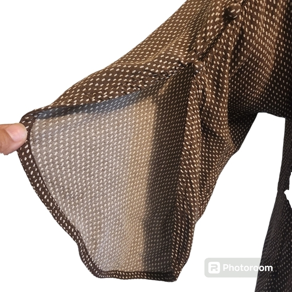 MAEVE ANTHROPOLOGIE 3/4 SLEEVE BRAXTON BROWN POLKA DOT BLOUSE SIZE MEDIUM - Picture 6 of 10